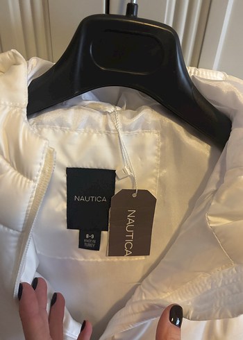 Kız Çocuk Beyaz Fermuarlı Midi Mont - 8 yaş - Görsel 4