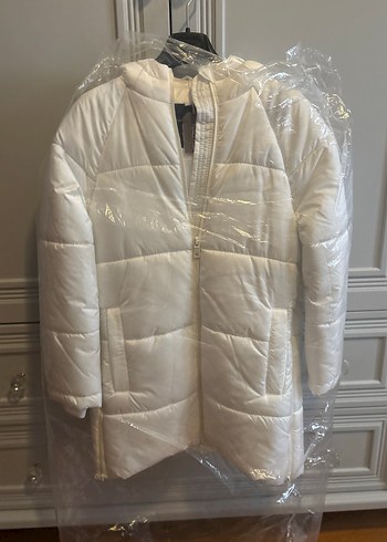 Kız Çocuk Beyaz Fermuarlı Midi Mont - 8 yaş - Görsel 7