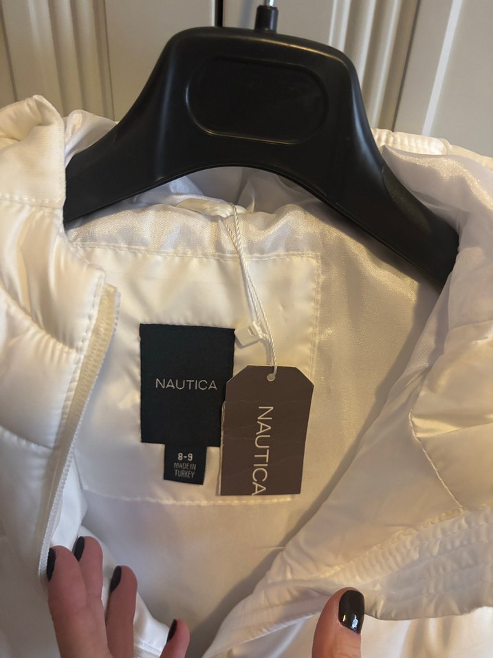 Kız Çocuk Beyaz Fermuarlı Midi Mont - 8 yaş - Görsel 4