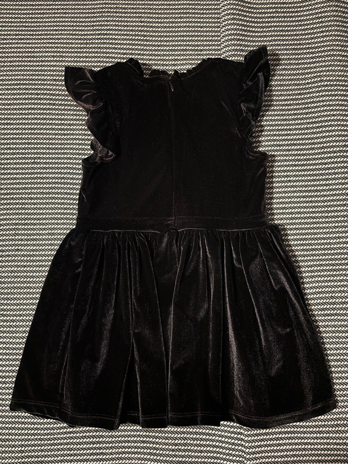 Siyah Kadife Renkli Taşlı çocuk abiye elbise - Görsel 3