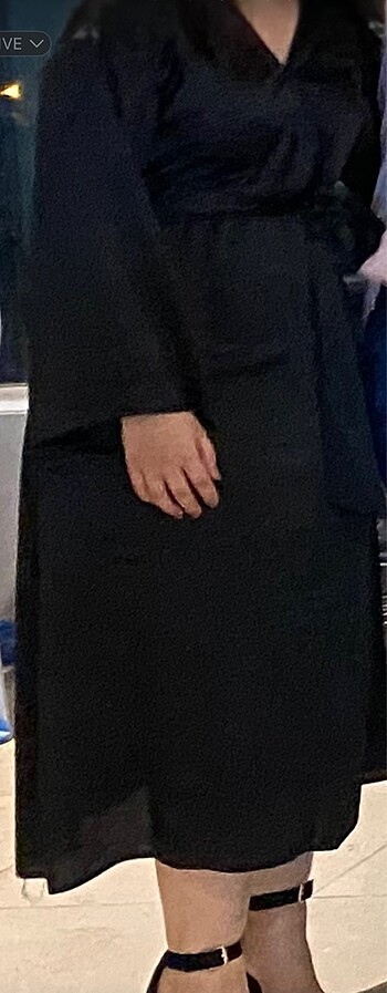 Saten kumaş siyah kuşaklı abiye - Görsel 4