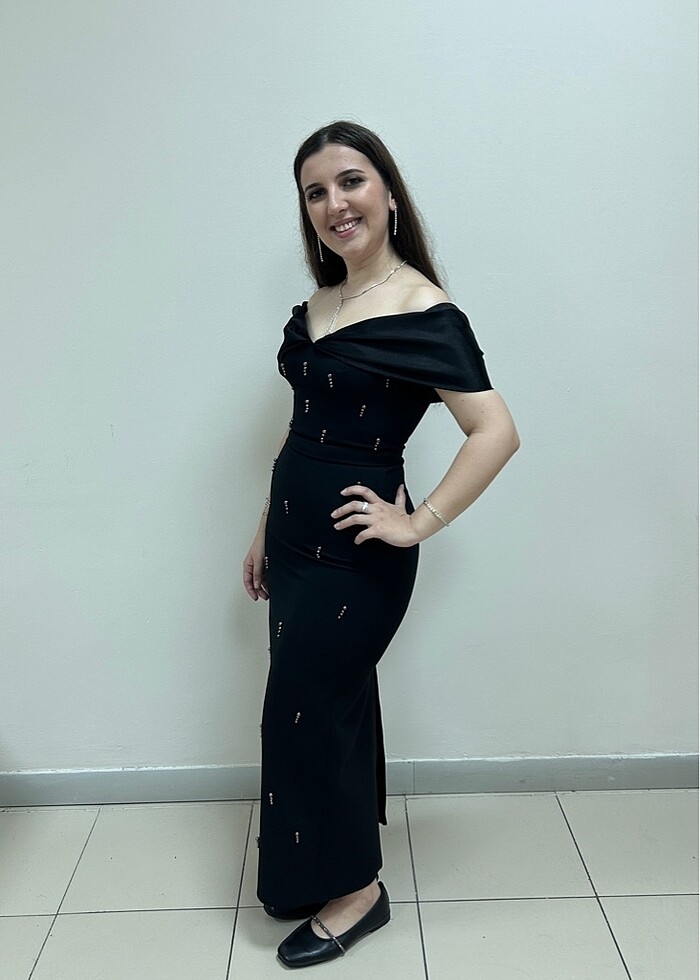 Siyah incili balık model abiye - Görsel 2