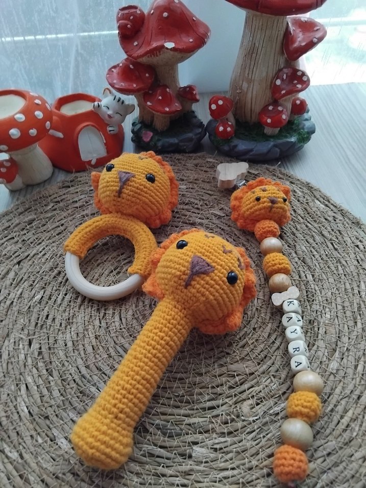 Renkli Aslan Diş Kaşıyıcı ve Çıngırak Seti - Görsel 2