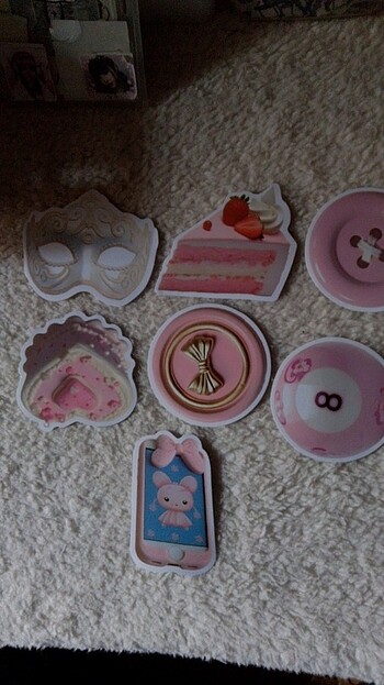 7 adet pembe temalı sticker