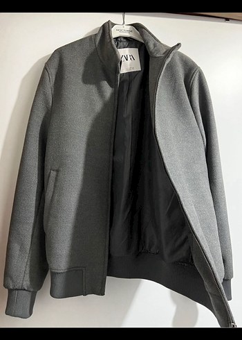 Gri Erkek Fermuarlı Yüksek Yakalı Ceket - Görsel 2