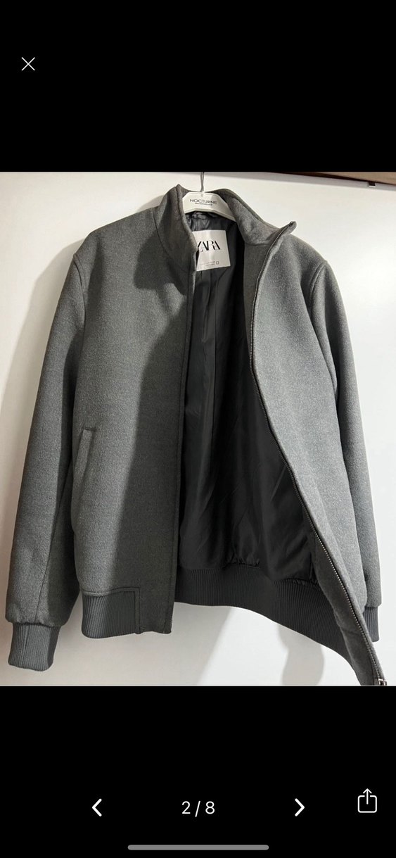 Gri Erkek Fermuarlı Yüksek Yakalı Ceket - Görsel 2