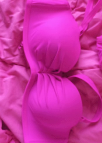 Pembe mor rengi Drapeli Kadın Bikini Takımı - Görsel 2