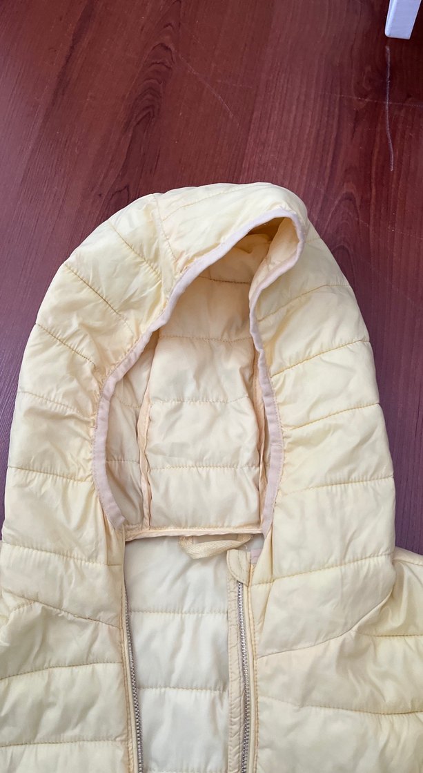 Kapüşonlu sarı Midi Kadın Mont - Görsel 2