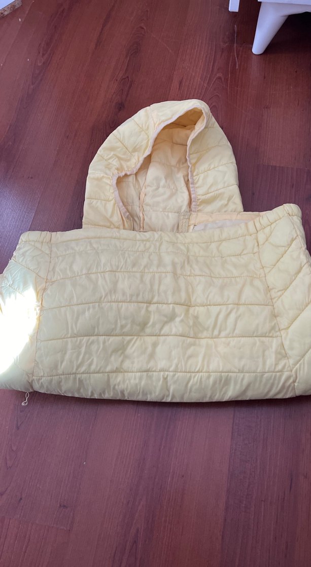 Kapüşonlu sarı Midi Kadın Mont - Görsel 4