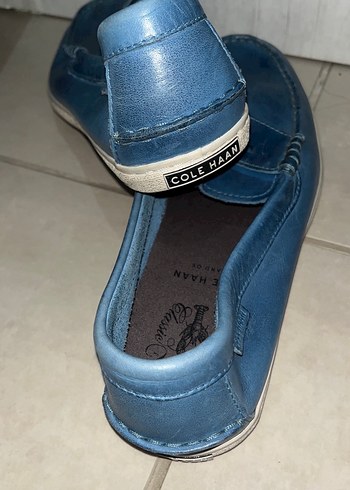 44 Beden Parlak Mavi Deri Erkek Loafer