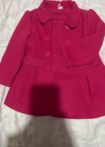 Pembe Düğmeli Kız Çocuk Kabanı - Görsel 2