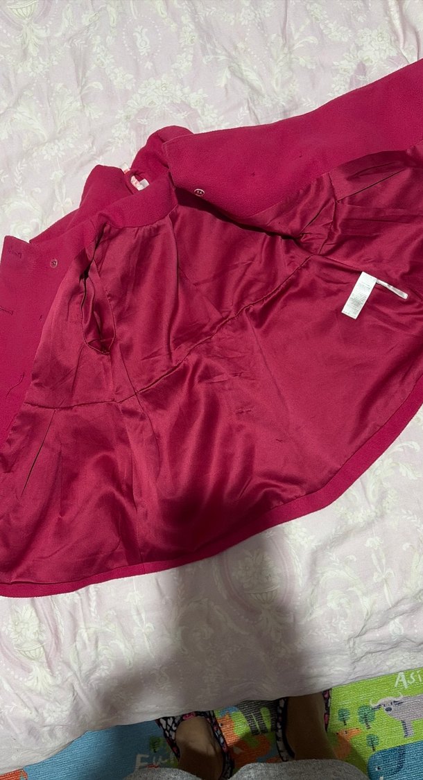 Pembe Düğmeli Kız Çocuk Kabanı - Görsel 4