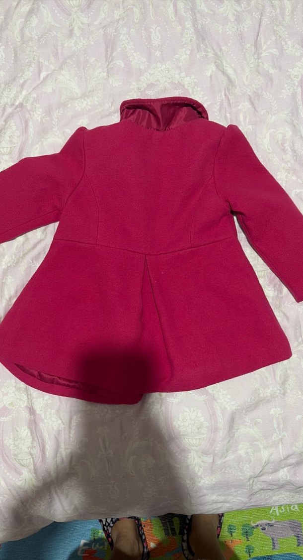 Pembe Düğmeli Kız Çocuk Kabanı - Görsel 3