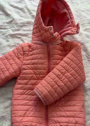 Kız Çocuk Kapüşonlu Fermuarlı Pembe Mont - Görsel 2