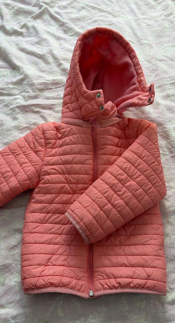 Kız Çocuk Kapüşonlu Fermuarlı Pembe Mont - Görsel 2