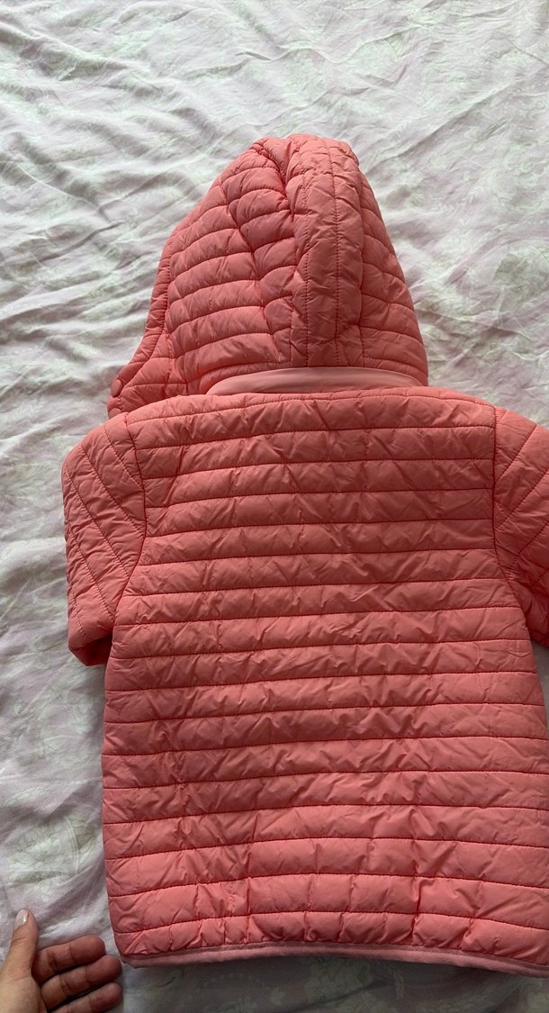 Kız Çocuk Kapüşonlu Fermuarlı Pembe Mont - Görsel 4