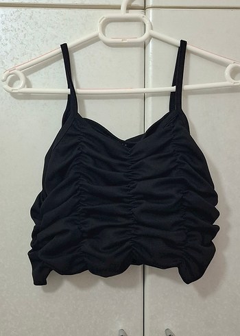 Siyah Pileli İnce Askılı Mini Bustiyer - Görsel 3