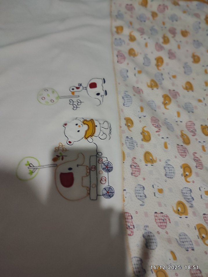 Nakışlı Beyaz Pamuk Bebek Battaniyesi - Görsel 2