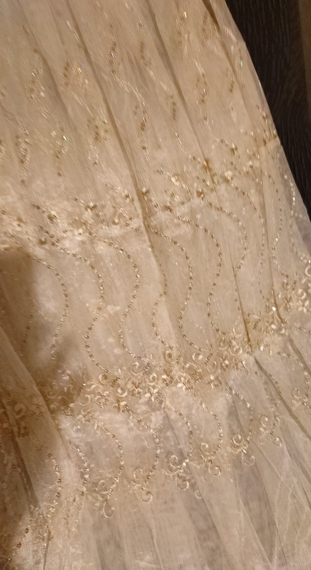 Nakışlı Bej   tül perde  iki pparca - Görsel 2