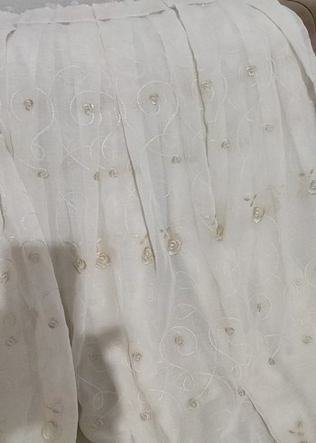 İşlemeli Beyaz Bohem Perde - Görsel 2