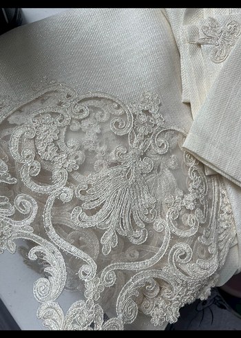 Nakışlı Vintage Gri Beyaz Masa Örtüsü - Görsel 2