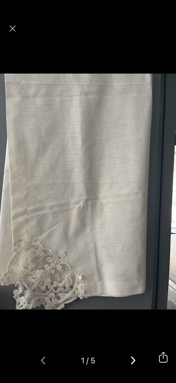 Nakışlı Vintage Gri Beyaz Masa Örtüsü - Görsel 5