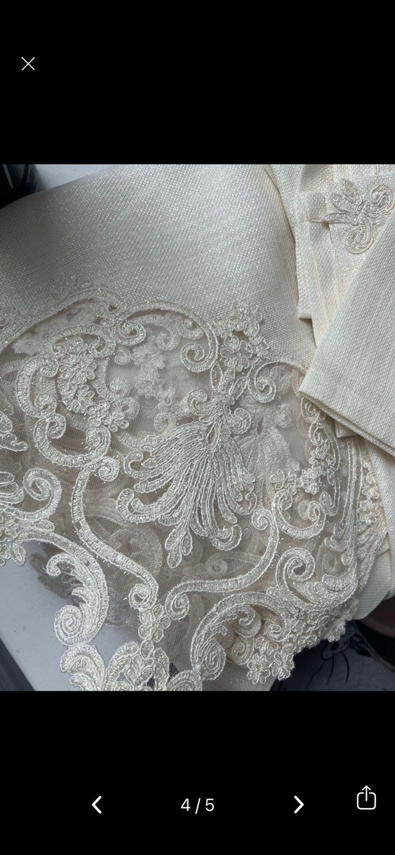 Nakışlı Vintage Gri Beyaz Masa Örtüsü - Görsel 2