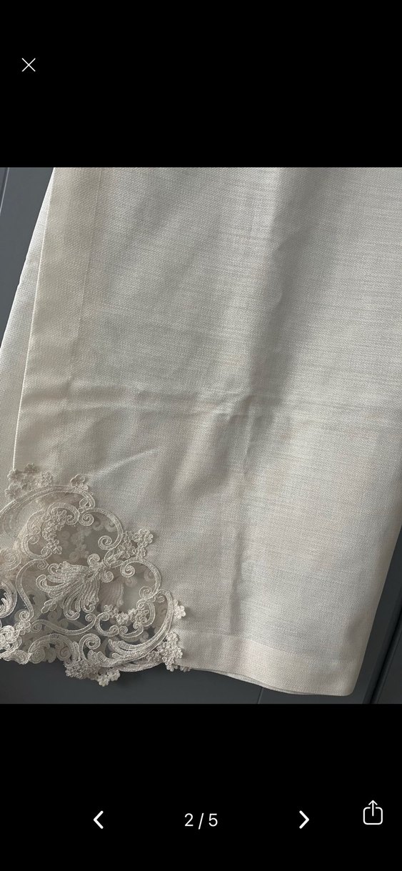 Nakışlı Vintage Gri Beyaz Masa Örtüsü - Görsel 4