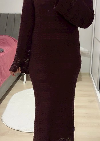Zara Bordo Dantelli Uzun Elbise