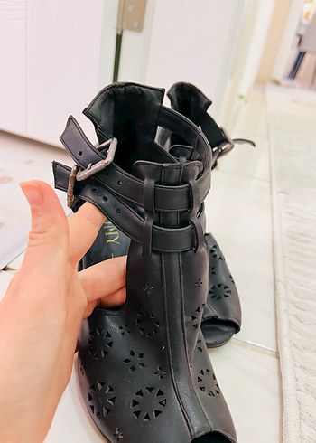36 Beden siyah Renk Kadın Siyah Deri Goth Topuklu Ayakkabı