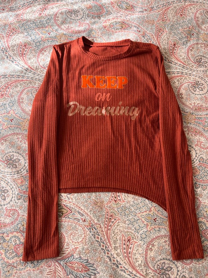 Kızlar İçin Kırmızı Nakışlı Uzun Kollu Triko Tişört - Görsel 2