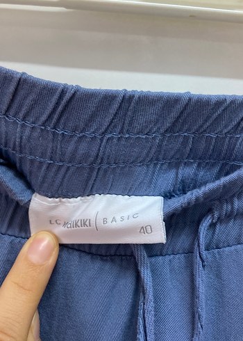 40 Beden mavi Renk Gri Mavi Rahat Kesim Keten Kadın Pantolon