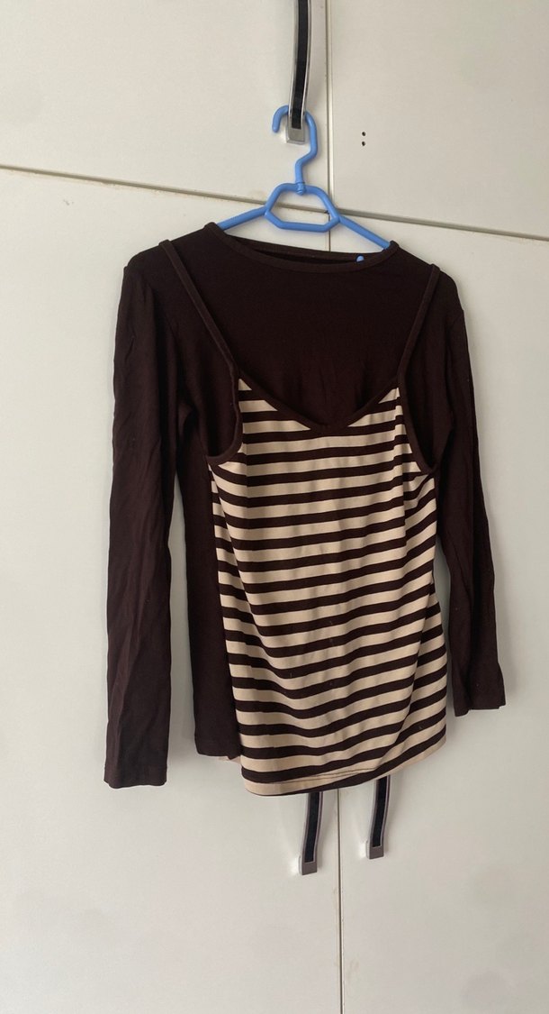 Kahverengi Uzun Kollu Hamile Üstü - Görsel 2