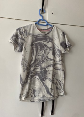 Gri Batik Desenli Hamile Kısa Kollu Tişört - Görsel 2