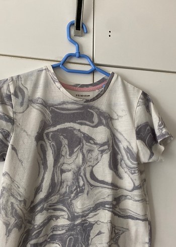 Gri Batik Desenli Hamile Kısa Kollu Tişört - Görsel 3