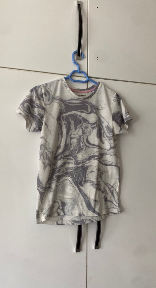 Gri Batik Desenli Hamile Kısa Kollu Tişört - Görsel 2