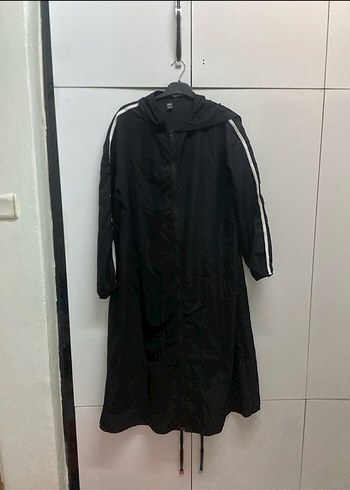 Siyah Uzun Street Wear Erkek Yağmurluk
