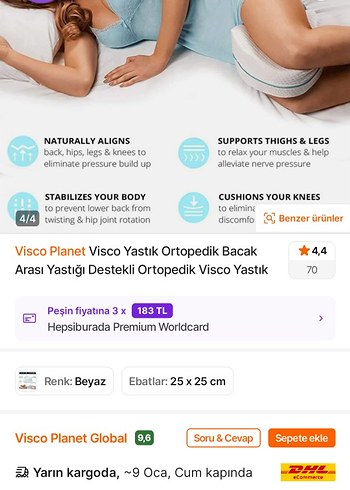 Visco ortopedik bacak arası yastığı. - Görsel 3