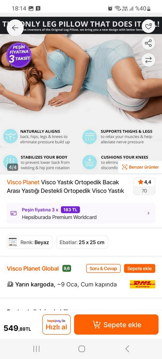 Visco ortopedik bacak arası yastığı. - Görsel 3