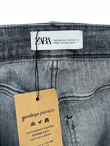 34 Beden gri Renk Zara Jean / Kot %70 İndirimli.