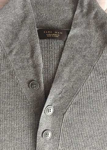 Düğmeli Gri Erkek Yün Kazak - Görsel 2