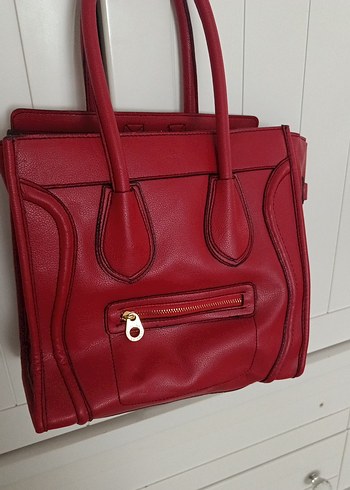 Celine Kırmızı Deri Kadın Çanta