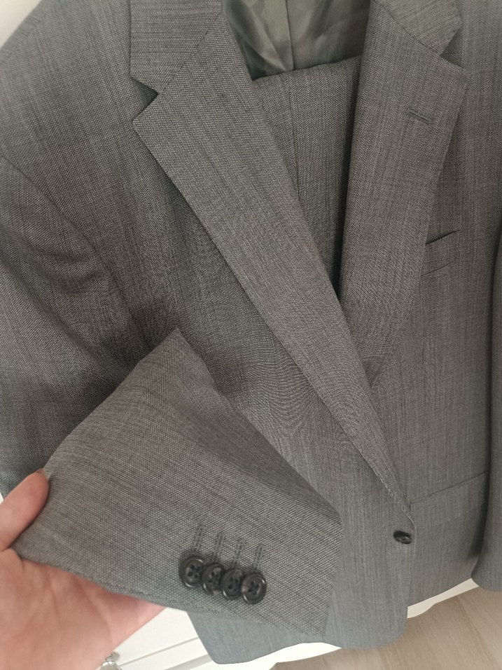 Gri Düğmeli Erkek Takım Elbise Ceket - Görsel 2