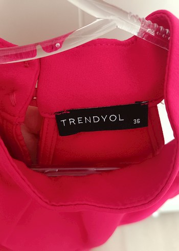 Pembe Yüksek Yakalı Drapeli Kadın Tulum - Görsel 5