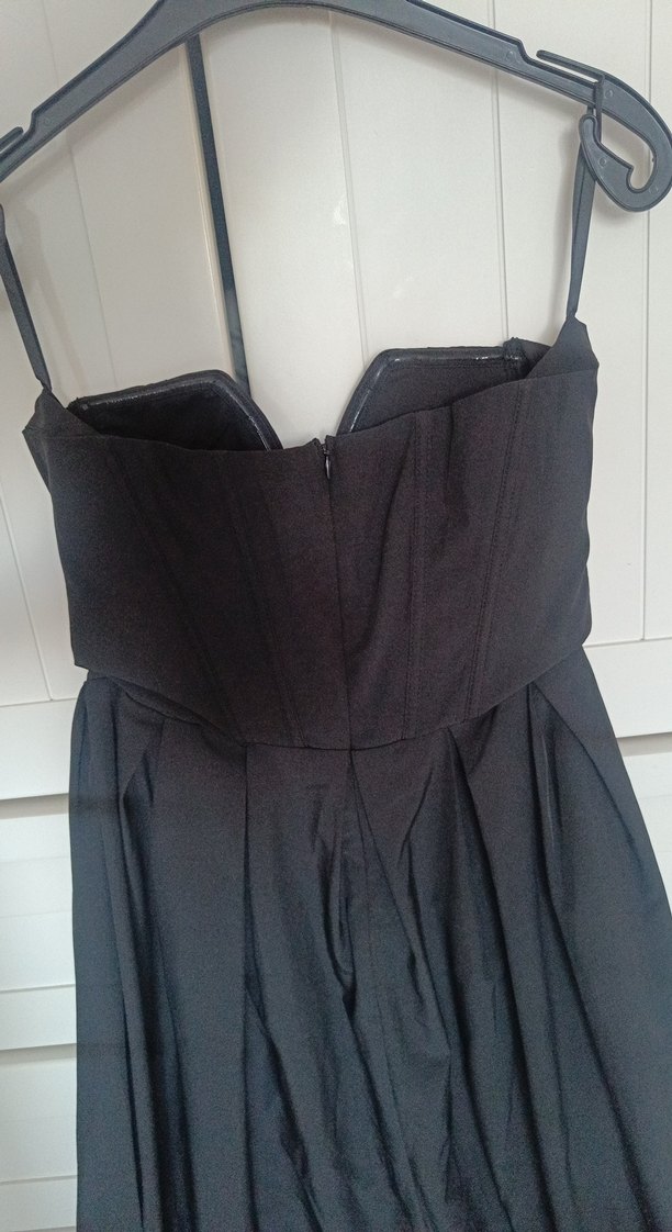 Siyah Straplez Uzun Gotik Abiye Elbise - Görsel 2