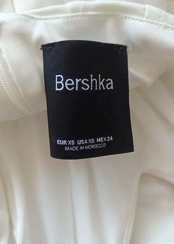 Bershka Beyaz Straplez Midi Abiye Elbise
