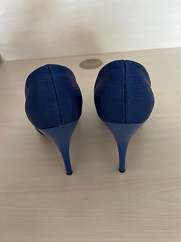 Topuklu saks mavisi ayakkabı - Görsel 5