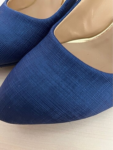 Topuklu saks mavisi ayakkabı - Görsel 7