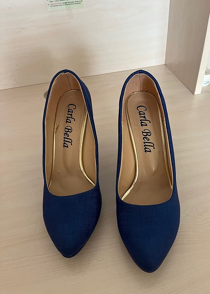 Topuklu saks mavisi ayakkabı - Görsel 2