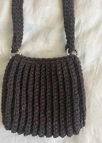 Kahverengi Örgü Kadın Çanta - Görsel 2